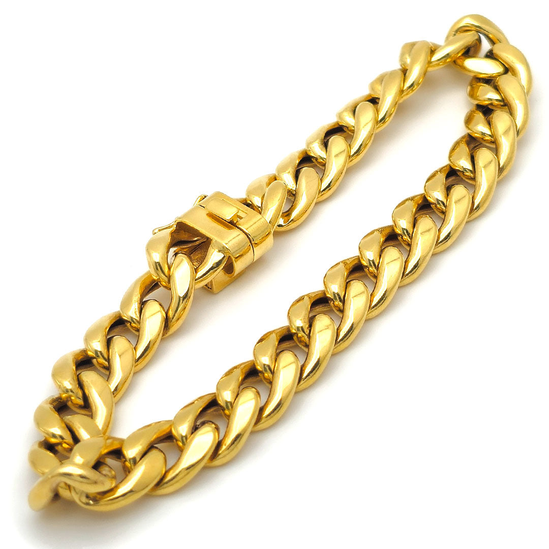 Hollow Cuban Link Bracelet in 10k yellow gold - 10.5mm Side